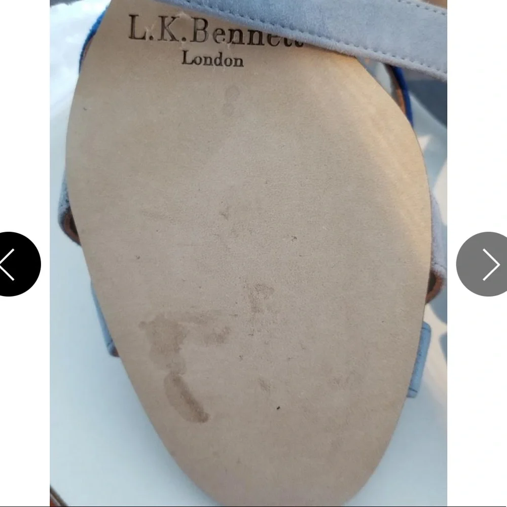 L.K. Bennett Light Blue and Blue Katie Suede Cork Wedges 39 9 - Picture 5 of 6